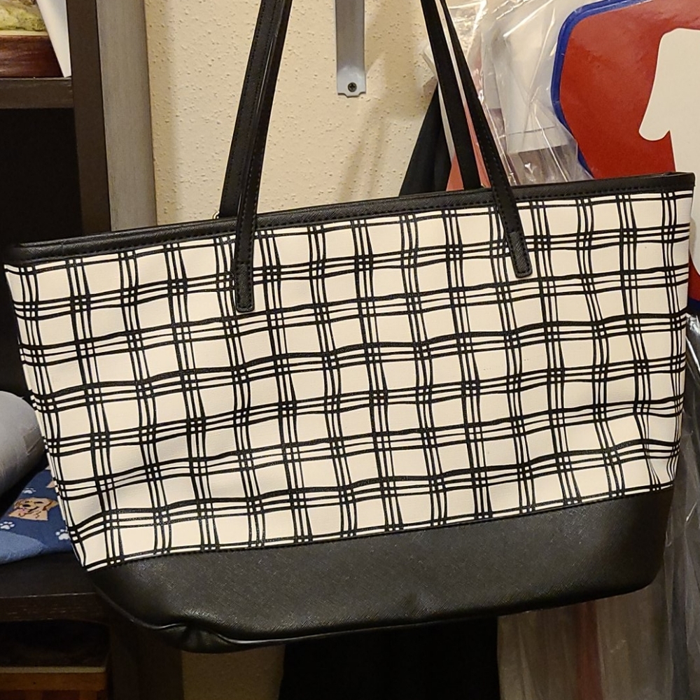 Nine West Plaid Large Tote Bag